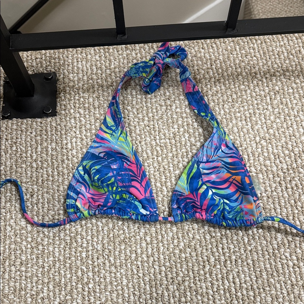Colorful Tropical Print Bikini Top